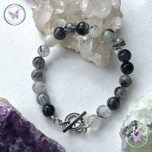 Tourmaline Quartz Healing Bracelet With Silver Toggle Clasp